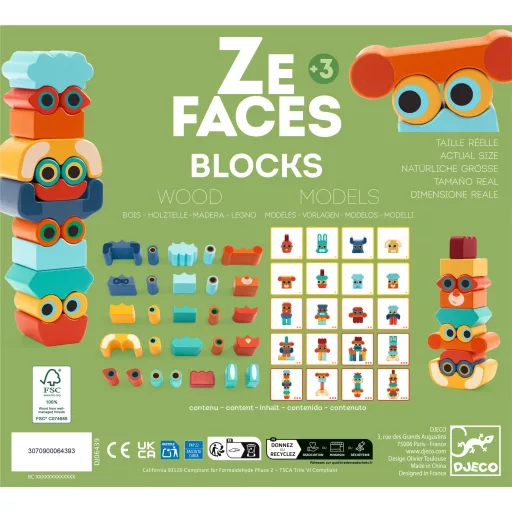 Djeco Építőjáték - Arc-balansz - Ze Faces