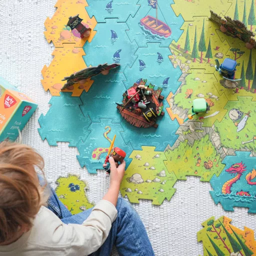 Djeco Arty Toys Óriás puzzle - Kalóz és lovag birodalom, 30 db-os - Giant puzzle-Battle