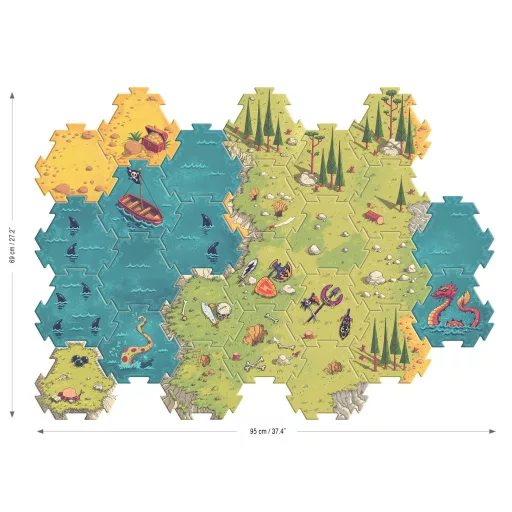 Djeco Arty Toys Óriás puzzle - Kalóz és lovag birodalom, 30 db-os - Giant puzzle-Battle