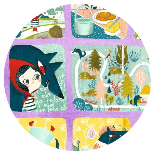 Djeco Mese puzzle - Piroska és a farkas, 35 db-os - Little Red Riding Hood