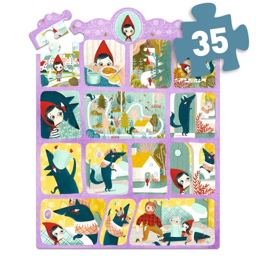 Djeco Mese puzzle - Piroska és a farkas, 35 db-os - Little Red Riding Hood