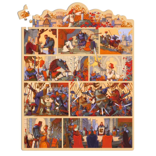 Djeco Mese puzzle - Artúr király, 100 db-os - The King Arthur