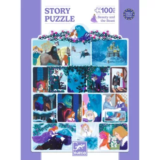   Djeco Mese puzzle - A szépség és a szörnyeteg, 100 db-os - Beauty and the Beast