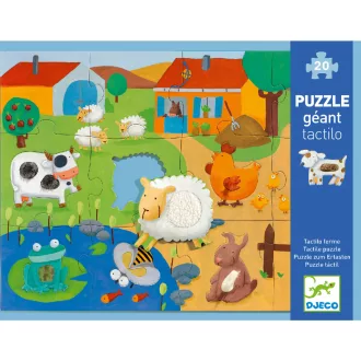   Djeco Óriás puzzle - Tanyasi állatsimogató, 12+8 db-os - Tactile farm puzzle