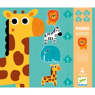   Djeco Primo puzzle - A szavannán, 3-4-5-6 db-os - In the jungle