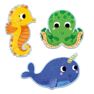 Djeco Primo puzzle - A tengerben, 4-6-9 db-os - In the sea