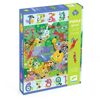   Djeco Megfigyeltető puzzle - Dzsungelben 1-10-ig, 54 db-os - 1 to 10 Jungle