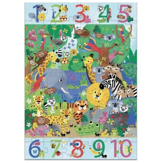   Djeco Megfigyeltető puzzle - Dzsungelben 1-10-ig, 54 db-os - 1 to 10 Jungle
