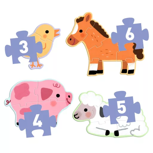 Djeco Primo puzzle - A farmon, 3-4-5-6 db-os - At the farm
