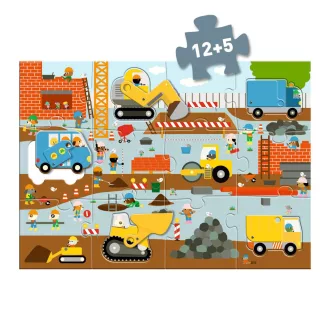   Djeco Óriás puzzle - Építkezés, 12+5 db-os - Construction site