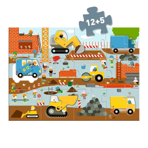 Djeco Óriás puzzle - Építkezés, 12+5 db-os - Construction site