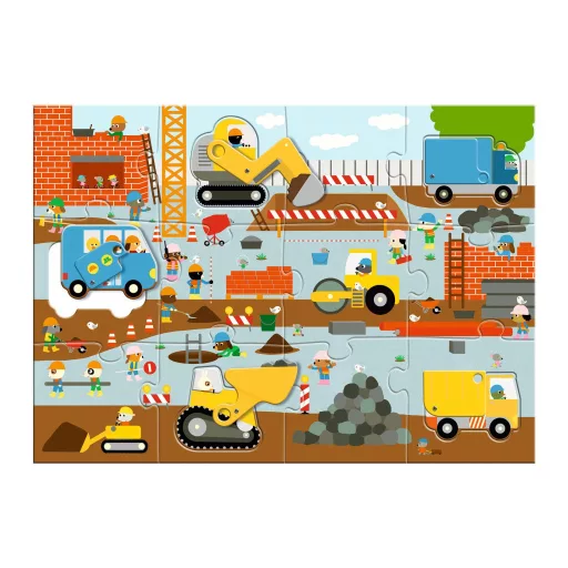 Djeco Óriás puzzle - Építkezés, 12+5 db-os - Construction site