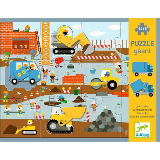 Djeco Óriás puzzle - Építkezés, 12+5 db-os - Construction site