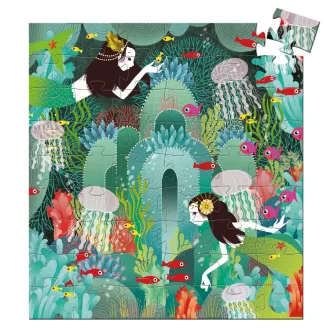   Djeco Formadobozos puzzle - Gyöngyhalász lányka, 54 db-os - Aquadic paradise