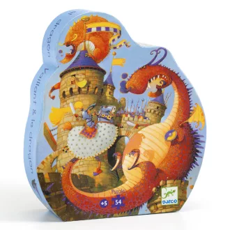  Djeco Formadobozos puzzle - Vaillant és a sárkány, 54 db-os - Vaillant and the dragon