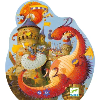   Djeco Formadobozos puzzle - Vaillant és a sárkány, 54 db-os - Vaillant and the dragon