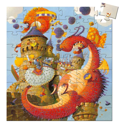 Djeco Formadobozos puzzle - Vaillant és a sárkány, 54 db-os - Vaillant and the dragon
