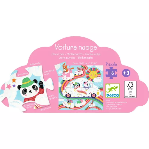 Djeco Formadobozos puzzle - Felhőjáró, 16 db-os - Cloud car