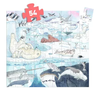   Djeco Formadobozos puzzle - Élet a sarkvidéken, 54 db-os - Polar softness
