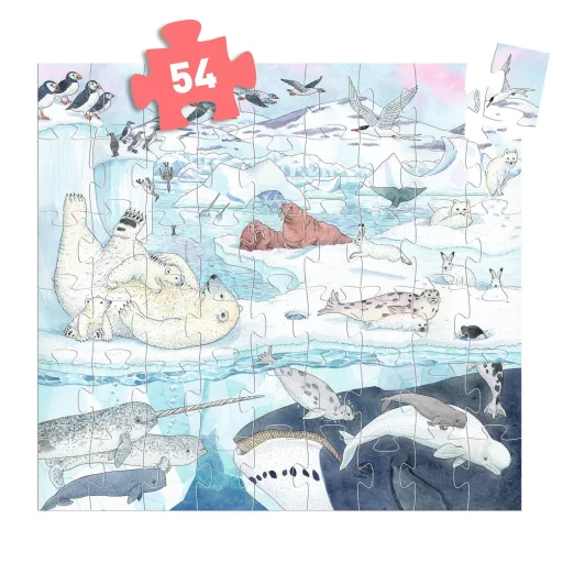 Djeco Formadobozos puzzle - Élet a sarkvidéken, 54 db-os - Polar softness