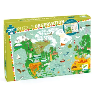   Djeco Megfigyeltető puzzle - Lenyűgöző világ, 200 db-os - A round the world + booklet