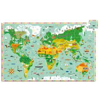   Djeco Megfigyeltető puzzle - Lenyűgöző világ, 200 db-os - A round the world + booklet