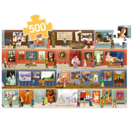 Djeco Megfigyeltető puzzle - A múzeumban, 500 db-os - At the Museum + booklet