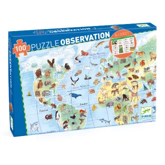   Djeco Megfigyeltető puzzle - Föld állatai, 100 db-os - Animals of the earth