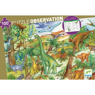   Djeco Megfigyeltető puzzle - Dinoszauruszok, 100 db-os - Dinosaurs + booklet