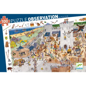   Djeco Megfigyeltető puzzle - Bevehetetlen vár, 100 db-os - Fortified castle