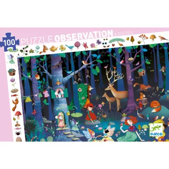   Djeco Megfigyeltető puzzle - Elvarázsolt erdő, 100 db-os - Enchanted Forest