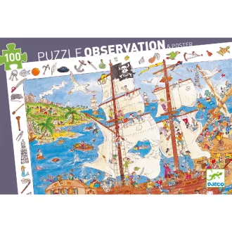 Djeco Megfigyeltető puzzle - Kalózok, 100 db-os - Pirates