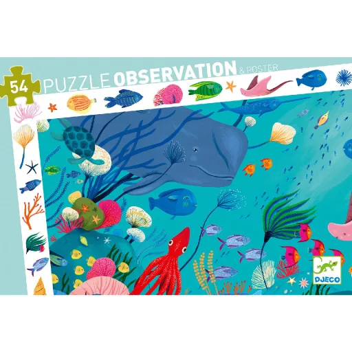 Djeco Megfigyeltető puzzle - Tengerben, 54 db-os - Aquatic