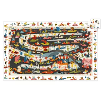   Djeco Megfigyeltető puzzle - Állati autóverseny, 54 db-os - Car rally