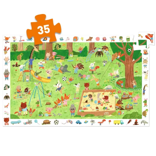 Djeco Megfigyeltető puzzle - Kisbarátok a kertben, 35 db-os - Little friends' garden