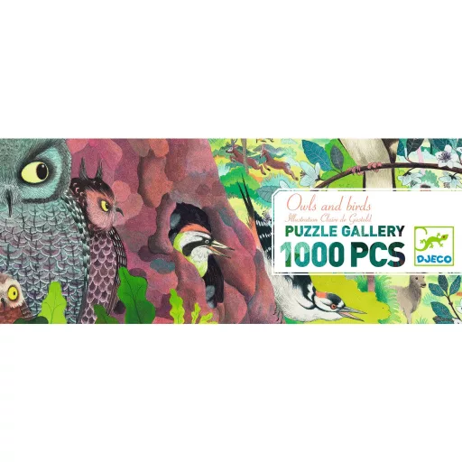 Djeco Művész puzzle - Baglyok és madarak, 1000 db-os - Owls and birds