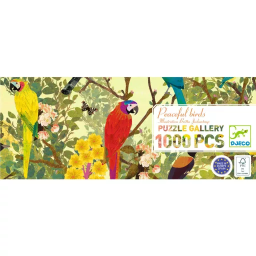 Djeco Művész puzzle - Békés madarak, 1000 db-os - Peaceful birds