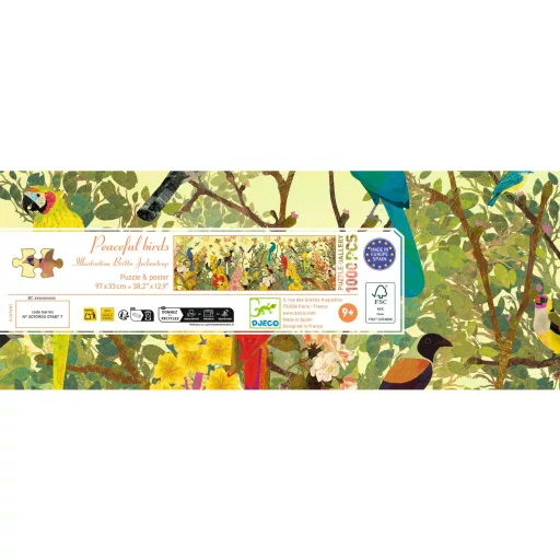 Djeco Művész puzzle - Békés madarak, 1000 db-os - Peaceful birds