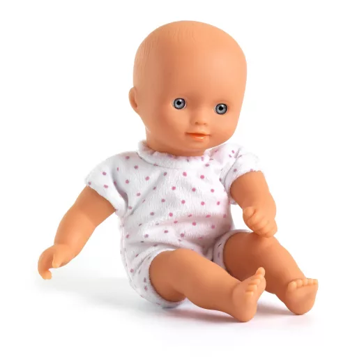Djeco Játékbaba Mini, 20 cm - Barbara mózeskosárral