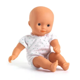 Djeco Játékbaba Mini, 20 cm - Sasha mózeskosárral
