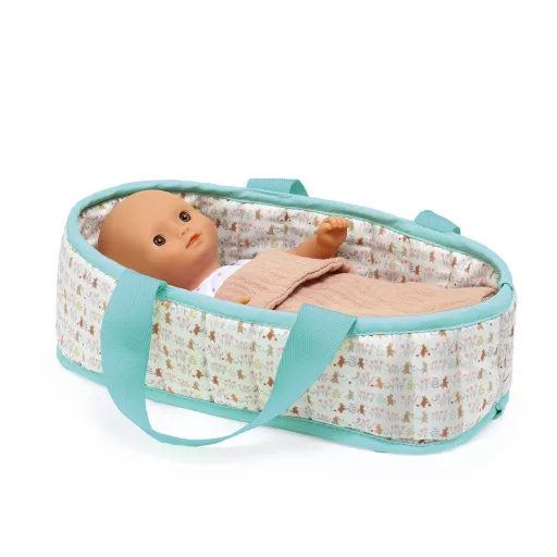 Djeco Játékbaba Mini, 20 cm - Sasha mózeskosárral