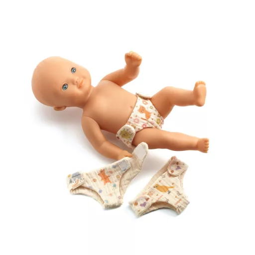 Djeco Játékbaba kiegészítő, tisztálkodás - Baba pelenkázás - 3 nappies
