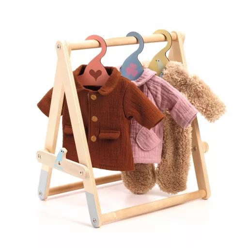 Djeco Ruhafogas 3 vállfával - Clothes Rack and 3 hangers