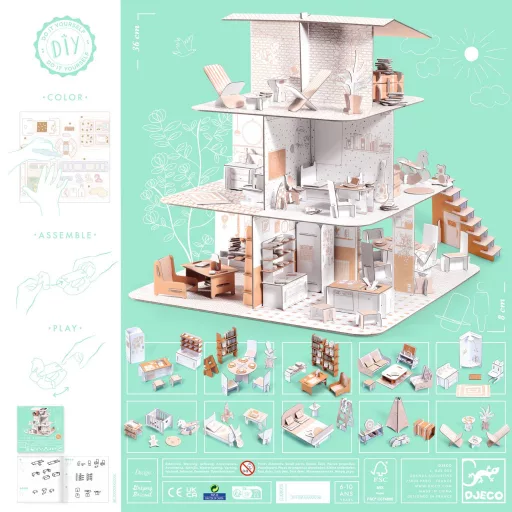 Djeco Készítsd magad! - Baba ház bútorokkal 3D-ben - Doll’s house