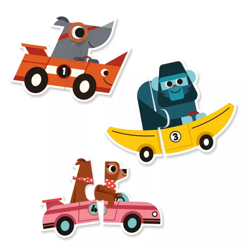 Djeco Párosító puzzle - Autós - Racing cars