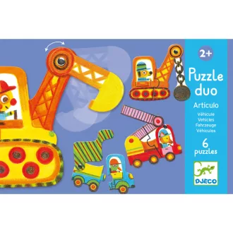   Djeco Párositó puzzle - Munkagépek, 12 db-os - Articulo vehicles