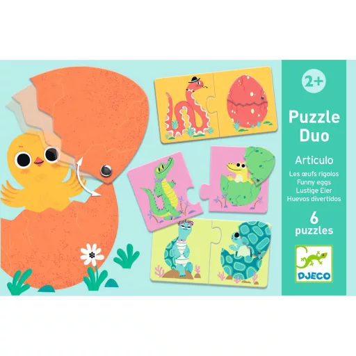 Djeco Párosító puzzle - Kié a tojás, 12 db-os - Funny eggs