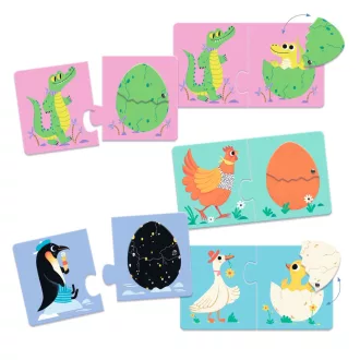   Djeco Párosító puzzle - Kié a tojás, 12 db-os - Funny eggs