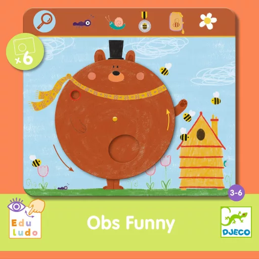 Djeco Fejlesztő játék, megfigyelés - Keress és pörgess, Tréfás - Eduludo Obs Funny