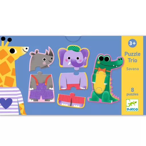 Djeco Trió puzzle - Dzsungel hangjai, 24 db-os - Jungle melody
